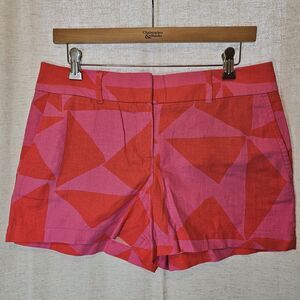 Loft Riviera Linen Blend Cotton Hot Pink Orange Triangle Shorts Women's Size 4